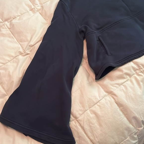 Navy cropped hoodie with bell sleeves - Picture 2 of 3